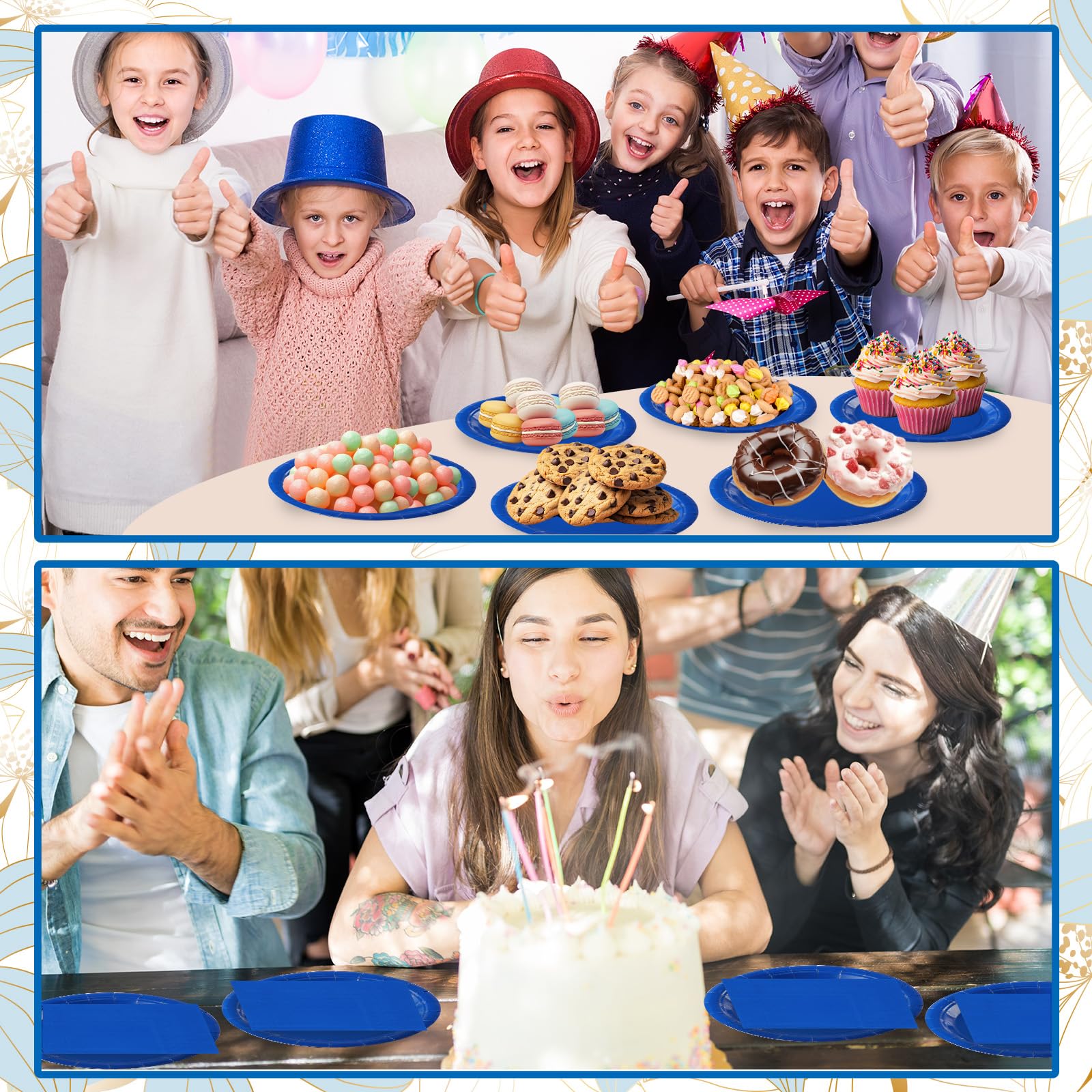 Zhehao 120 Pcs Disposable Paper Plates and Napkins Bulk Birthday Party Decorations 7 inch Disposable Plates for Baby Shower Wedd